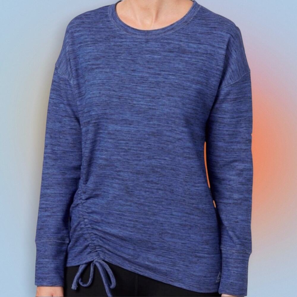 REEBOK Women’s Large Blue Cinch Side Crew Neck Sweatshirt
